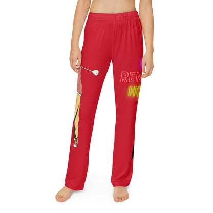 Kids Pajama Pants: Golf Dark Red