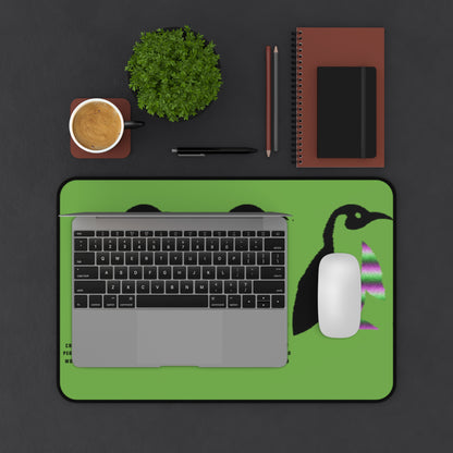 Desk Mat: Crazy Penguin World Logo Green