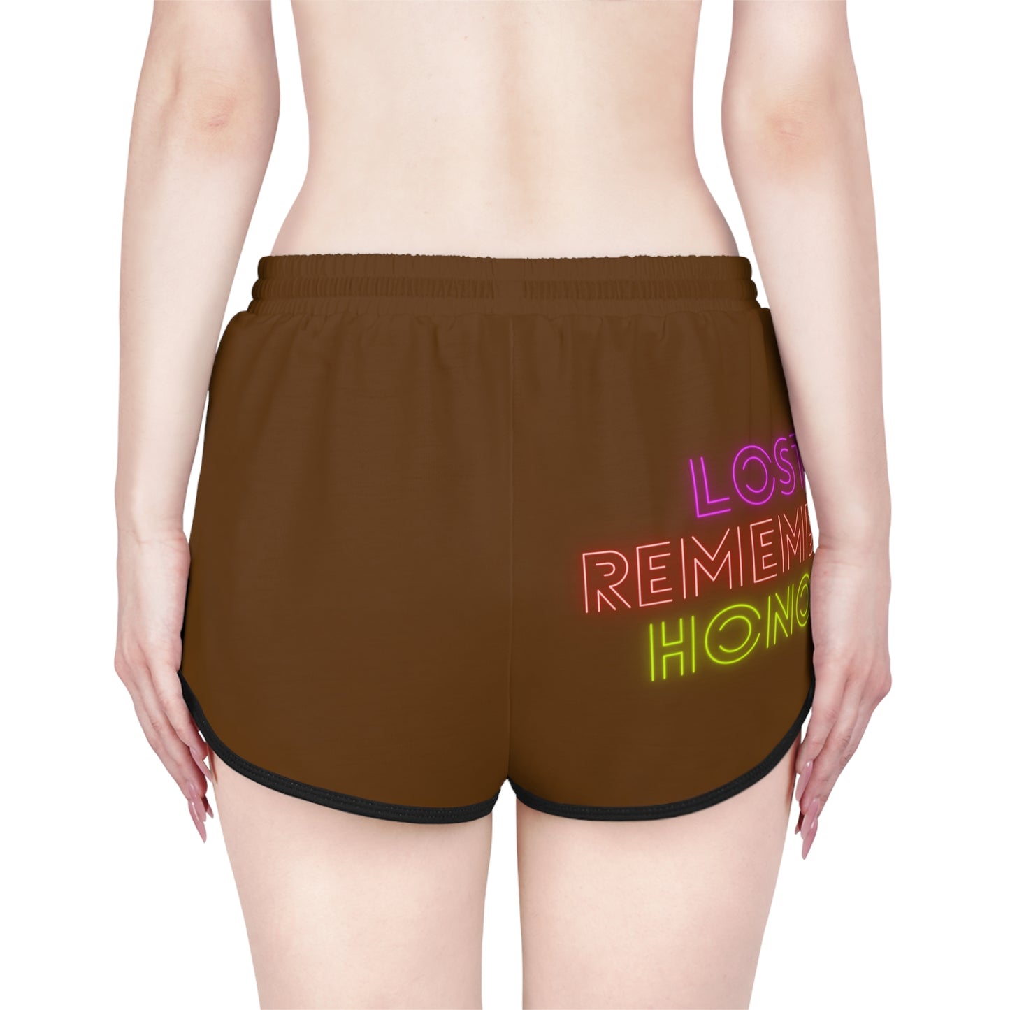 Women's Relaxed Shorts: Crazy Penguin World Logo Brown