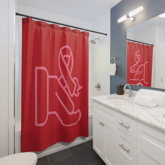 Shower Curtains: #1 Fight Cancer Dark Red