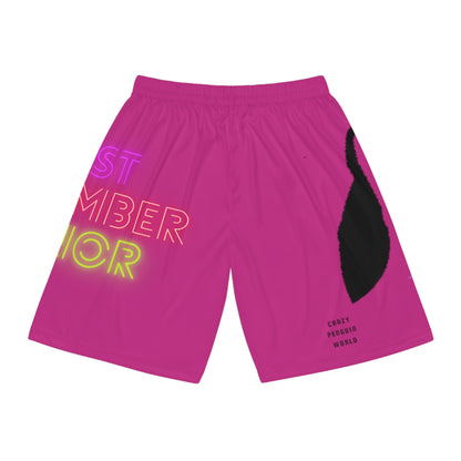 Basketball Shorts: Crazy Penguin World Logo Pink