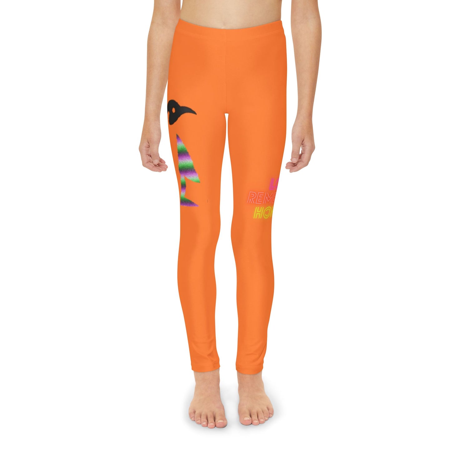 Youth Full-Length Leggings: Crazy Penguin World Logo Orange