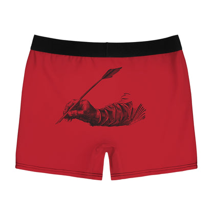 Men's Boxer Briefs: Writing Dark Red