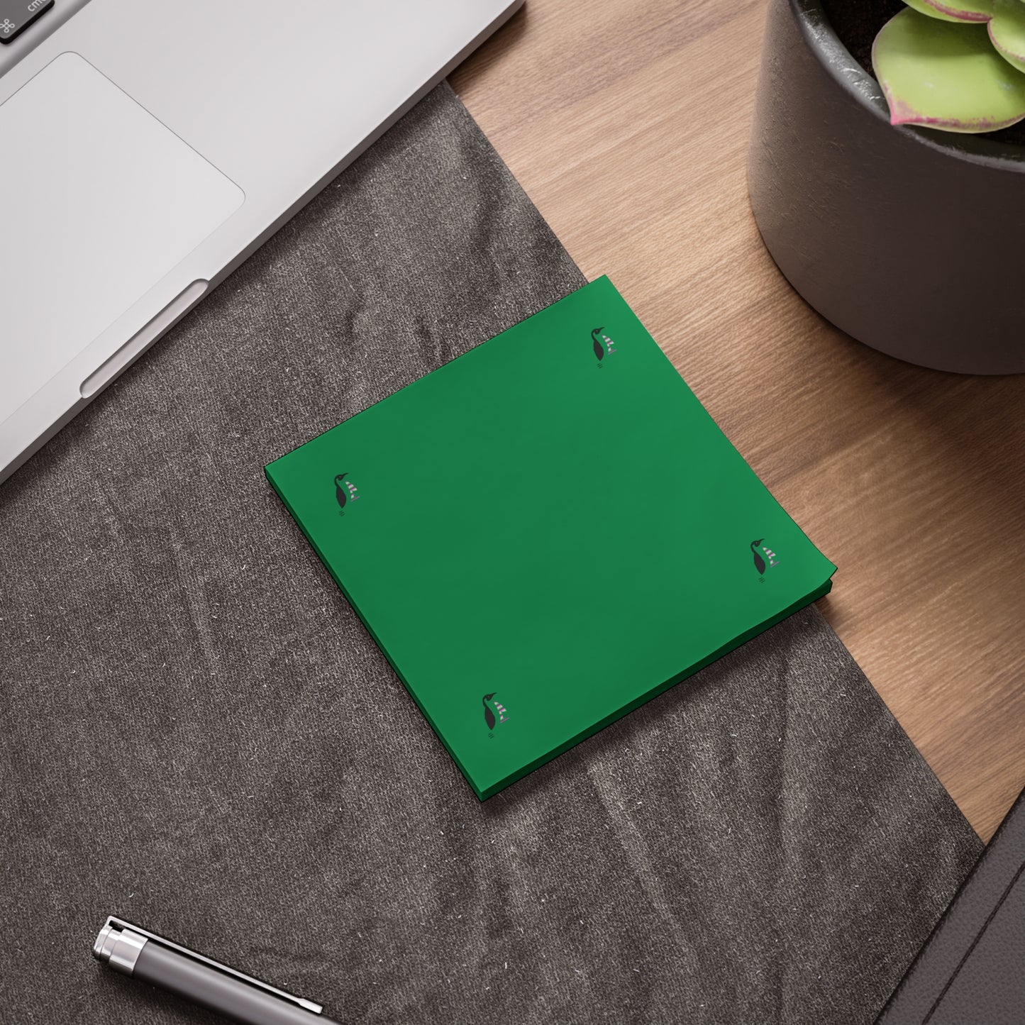 Post-it® Note Pads: Crazy Penguin World Logo Dark Green