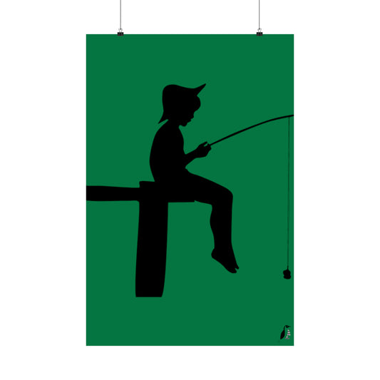 Premium Matte Vertical Posters: Fishing Dark Green