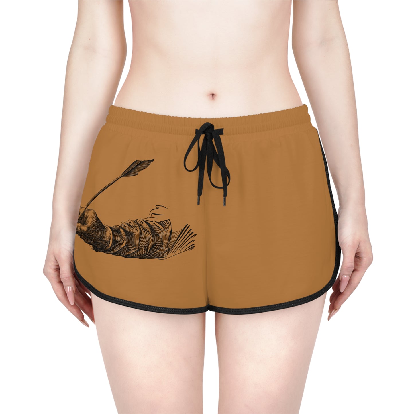 Women's Relaxed Shorts: Writing Lite Brown