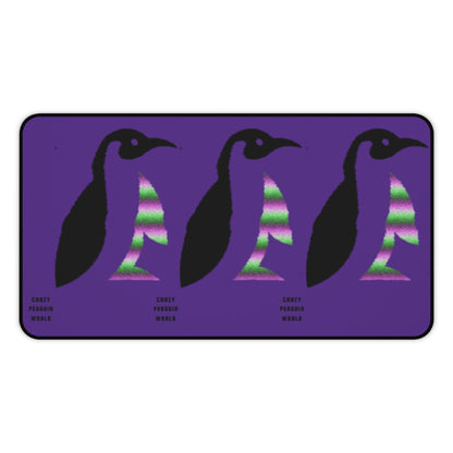 Desk Mat: Crazy Penguin World Logo Purple