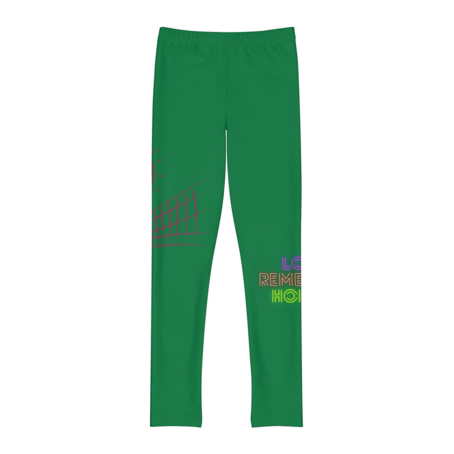 Youth Full-Length Leggings: Volleyball Dark Green