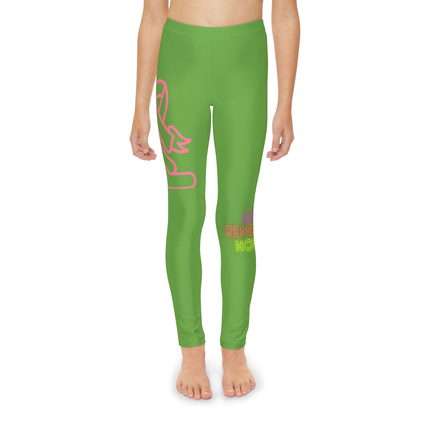 Youth Full-Length Leggings: Fight Cancer Green