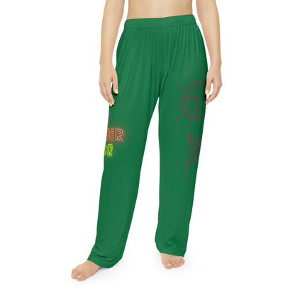 Pambabaeng Pajama Pants: Volleyball Dark Green 