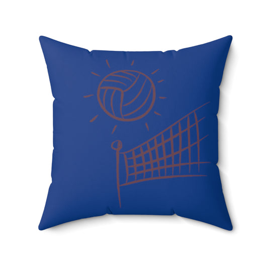 Spun Polyester Square Pillow: Volleyball Dark Blue