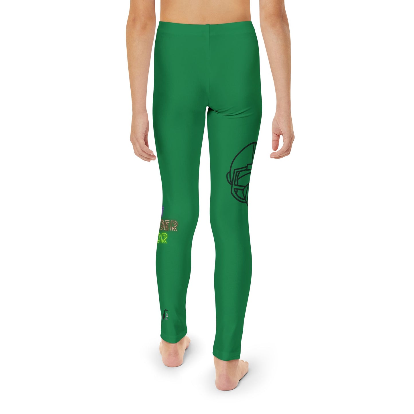 Youth Full-Length Leggings: Football Dark Green