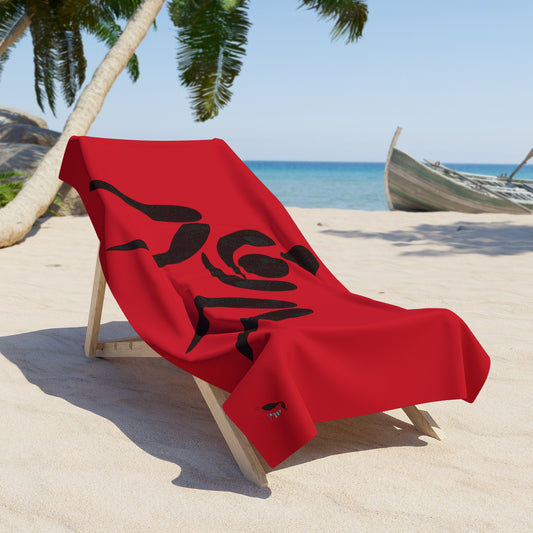 Beach Towel: Wrestling Dark Red