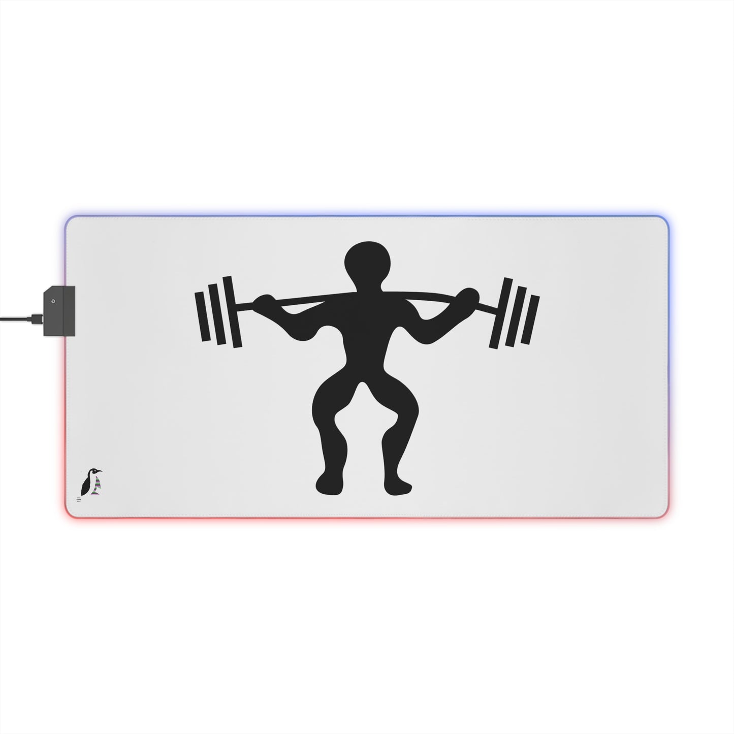 LED Gaming Mouse Pad: Weightlifting White