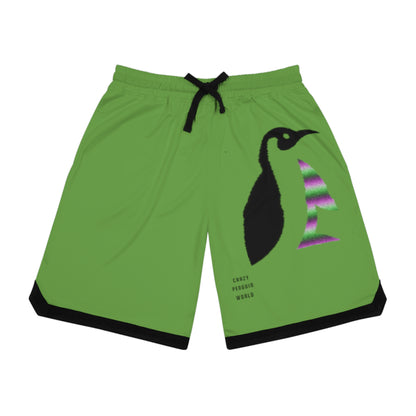 Basketball Rib Shorts: Crazy Penguin World Logo Green