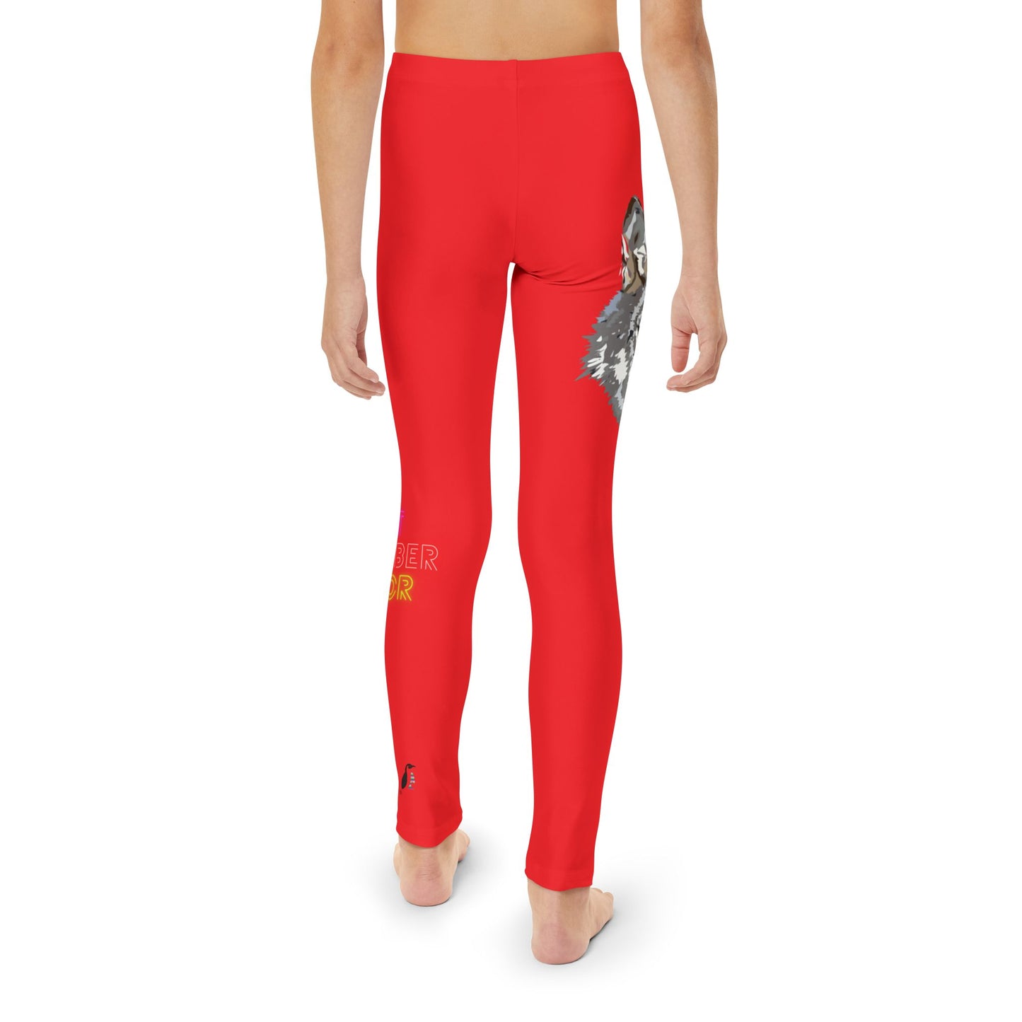 Youth Full-Length Leggings: Wolves Red