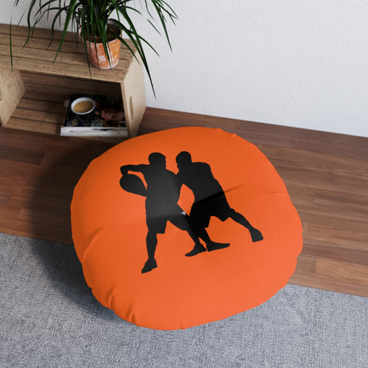 Tufted Floor Pillow, Round: Basketball Orange