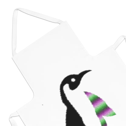 Adult Apron: Crazy Penguin World Logo White