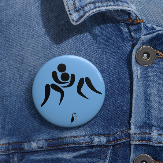 Custom Pin Buttons Wrestling Lite Blue