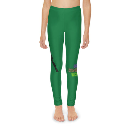 Youth Full-Length Leggings: Soccer Dark Green