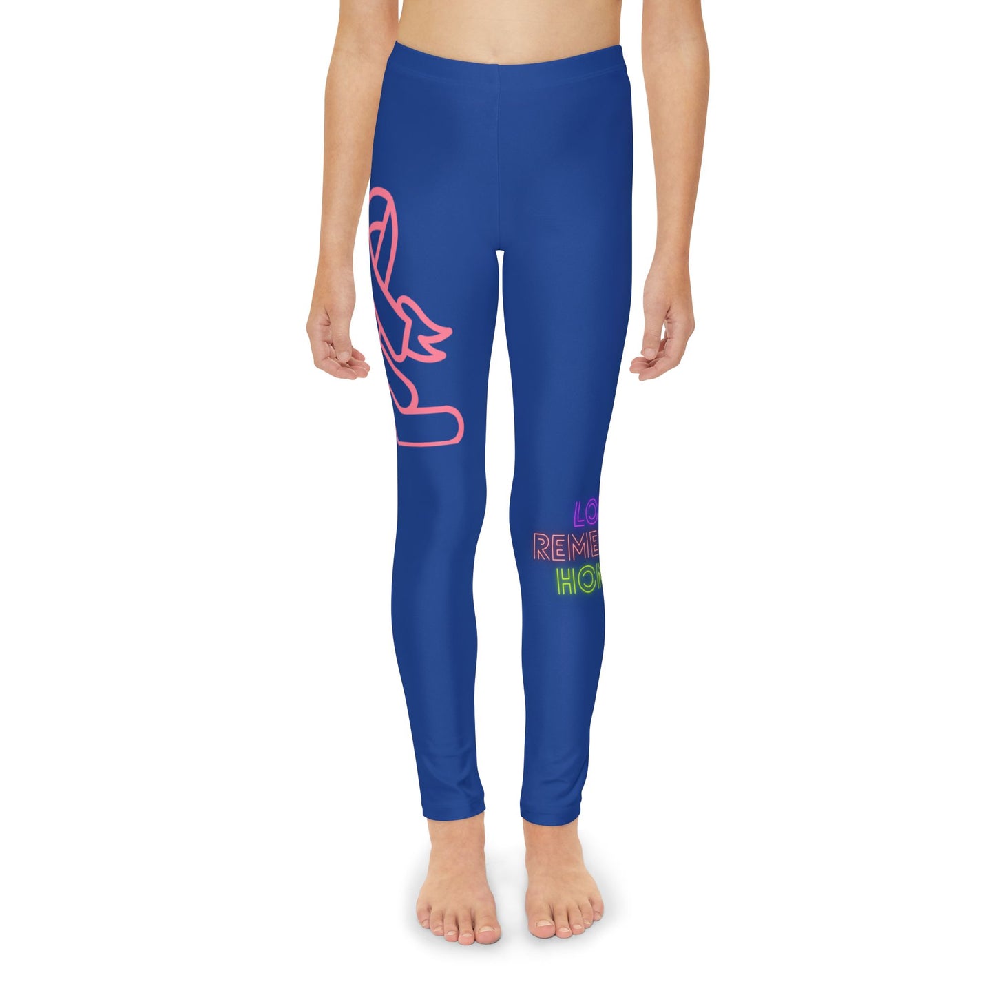 Youth Full-Length Leggings: Fight Cancer Dark Blue