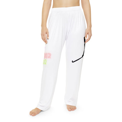 Pambabaeng Pajama Pantalon: Hockey White