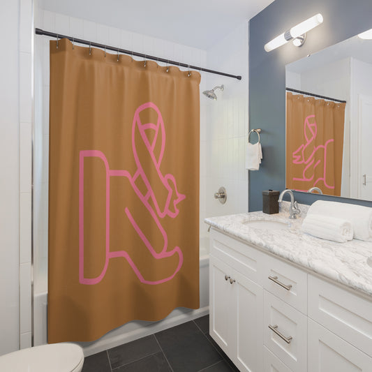 Shower Curtains: #1 Fight Cancer Lite Brown