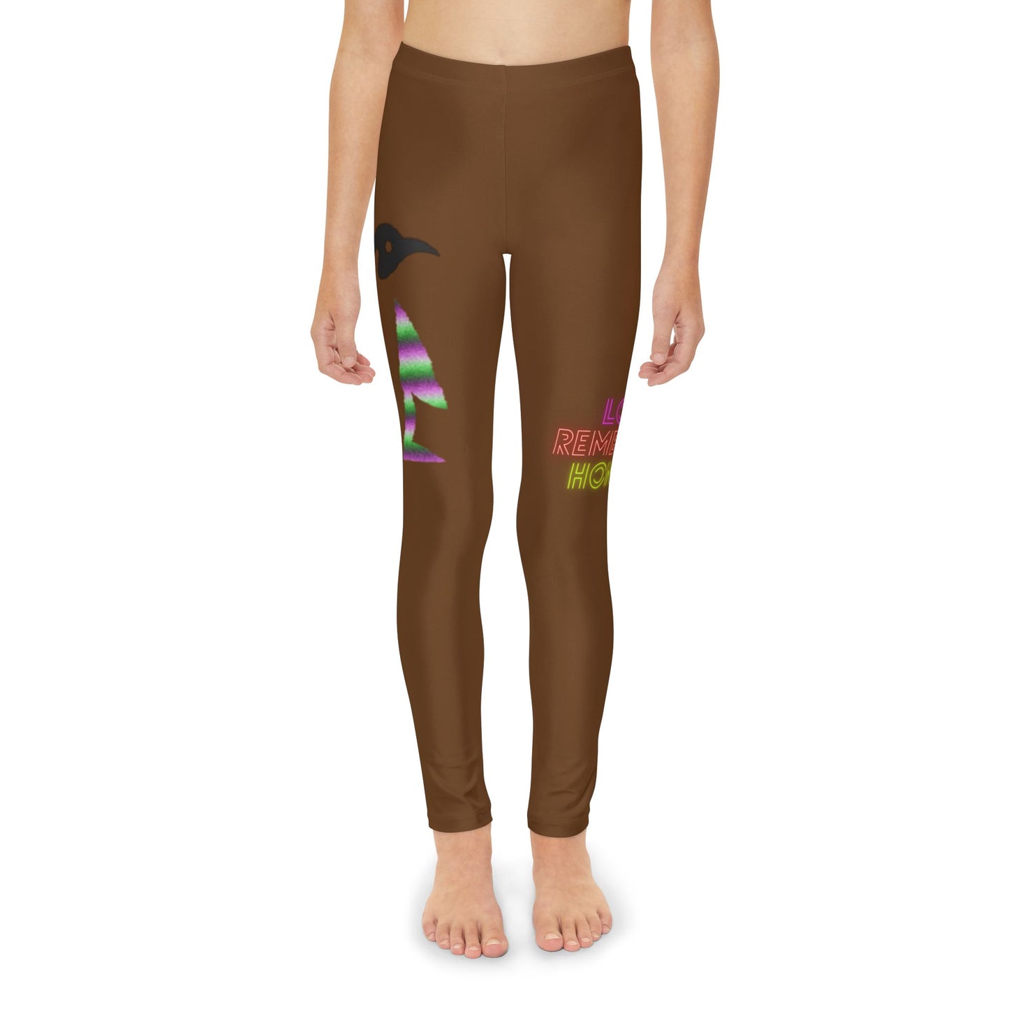 Youth Full-Length Leggings: Crazy Penguin World Logo Brown