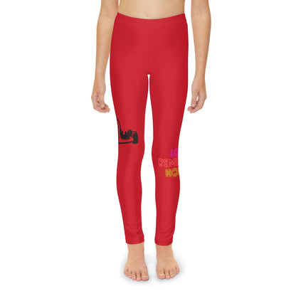 Youth Full-Length Leggings: Racing Dark Red