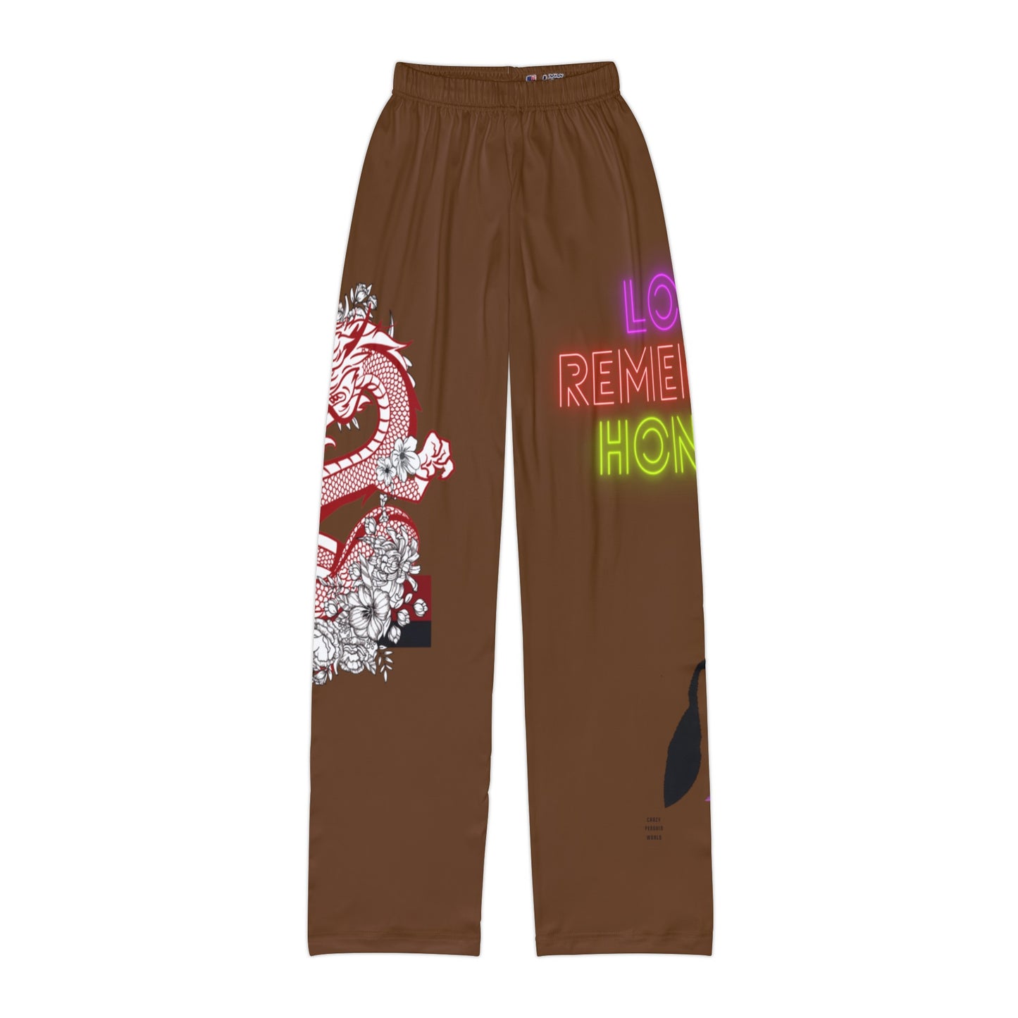 Kids Pajama Pants: Dragons Brown