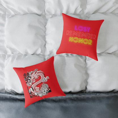 Spun Polyester Pillow: Dragons Red