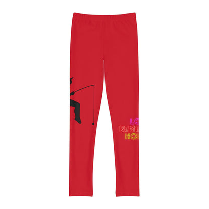 Youth Full-Length Leggings: Fishing Dark Red