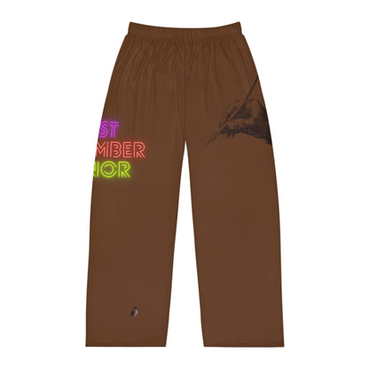 Men's Pajama Pants: Writing Brown