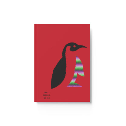 Hard Backed Journal: Crazy Penguin World Logo Dark Red