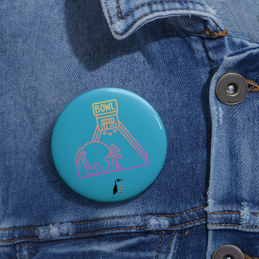 Custom Pin Buttons Bowling Turquoise