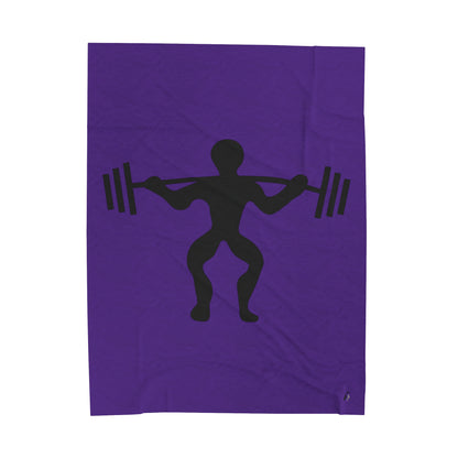Velveteen Plush Blanket: Weightlifting Purple
