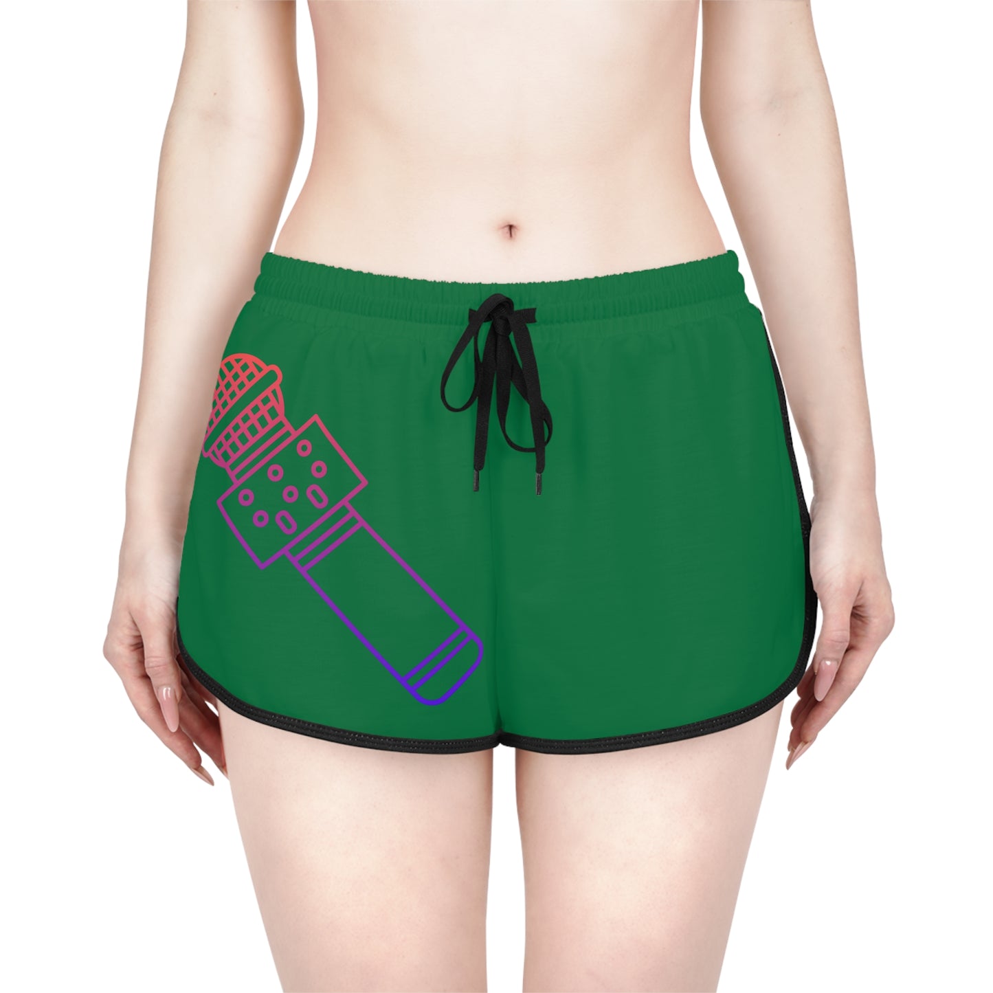 Women's Relaxed Shorts: Music Dark Green