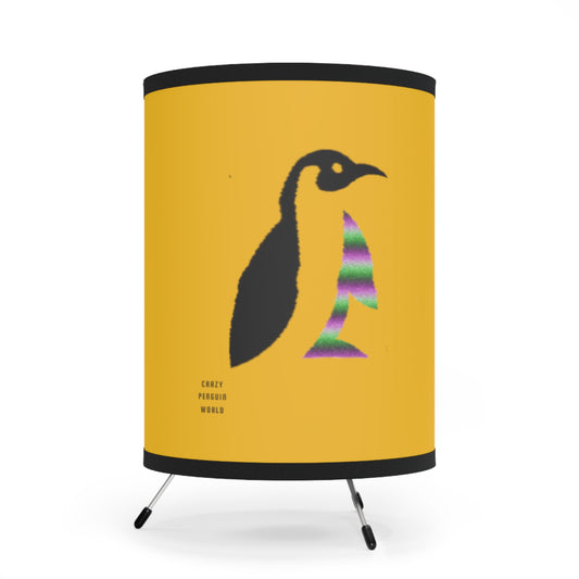 Tripod Lamp with High-Res Printed Shade, US\CA plug: Crazy Penguin World Logo Yellow