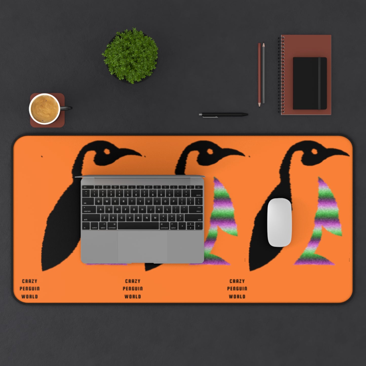 Desk Mat: Crazy Penguin World Logo Crusta