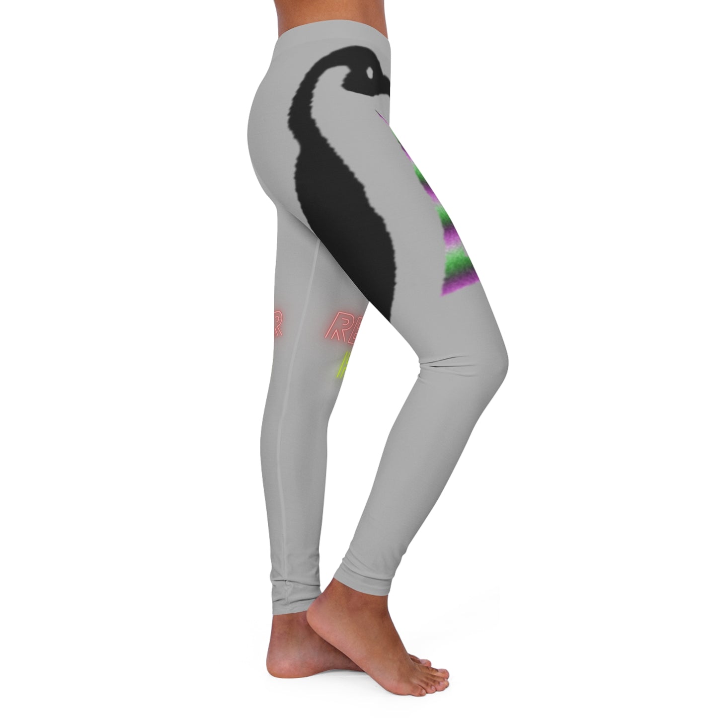 Women's Spandex Leggings: Crazy Penguin World Logo Lite Grey