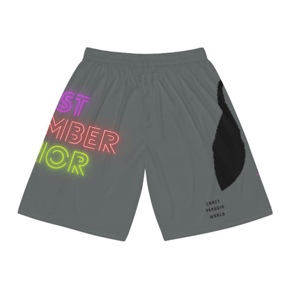 Basketball Shorts: Crazy Penguin World Logo Dark Grey