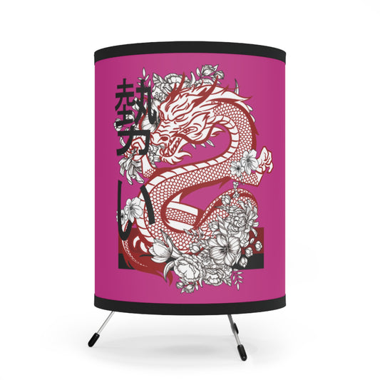 Tripod Lamp with High-Res Printed Shade, US\CA plug: Dragons Pink