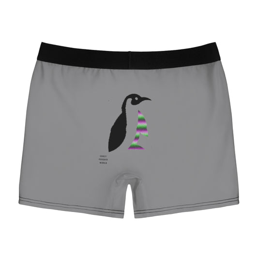 Men's Boxer Briefs: Crazy Penguin World Logo Grey