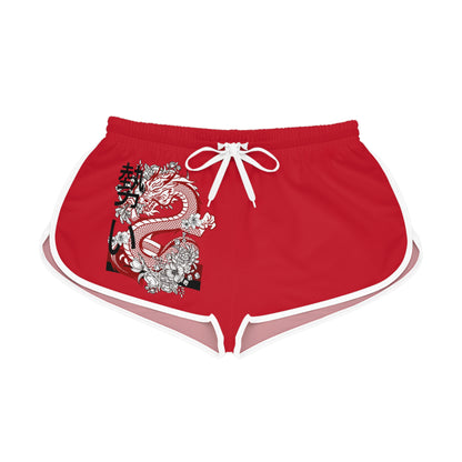 Women's Relaxed Shorts: Dragons Dark Red