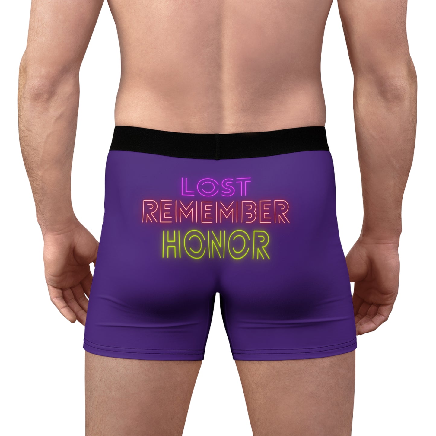 Men's Boxer Briefs: Lost Remember Honor Purple