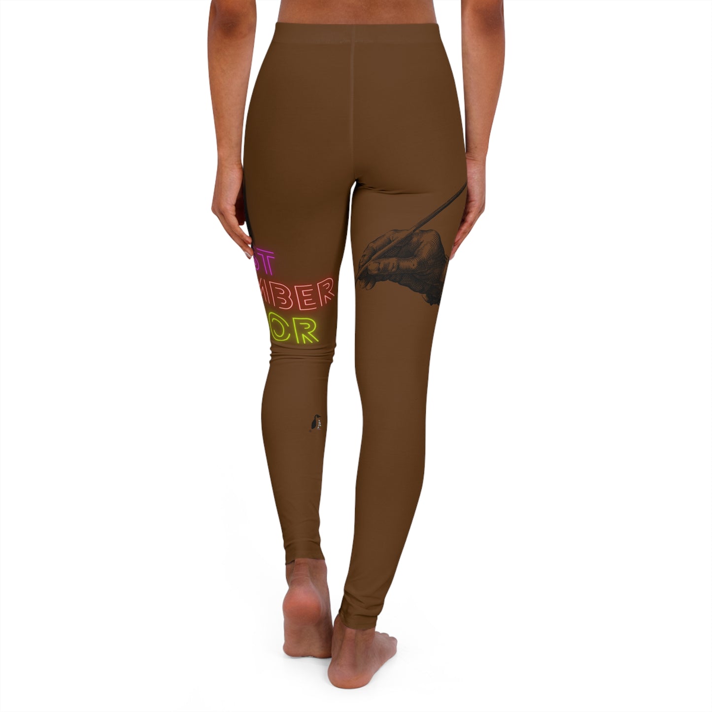 Women's Spandex Leggings: Writing Brown