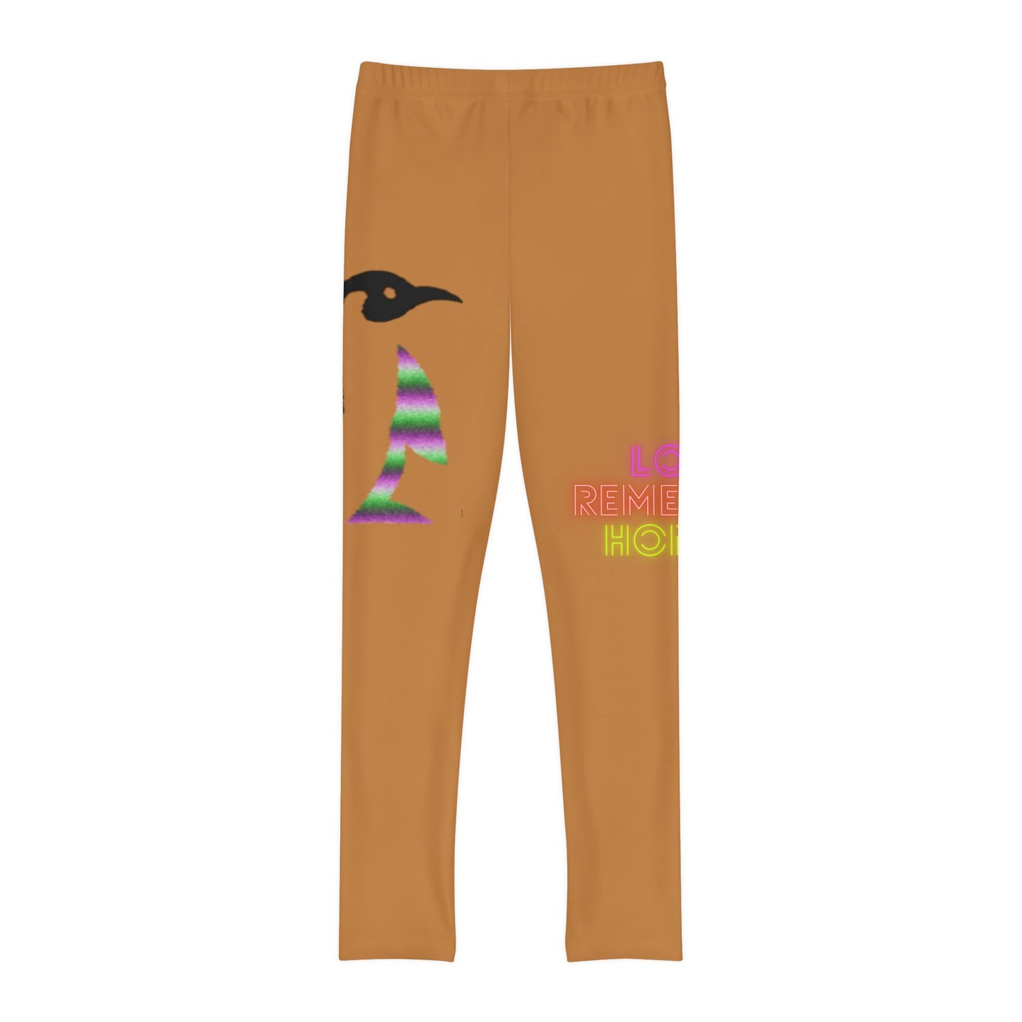 Youth Full-Length Leggings: Crazy Penguin World Logo Lite Brown