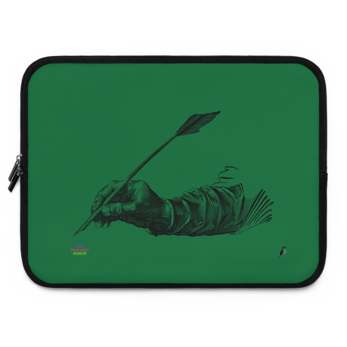 Laptop Sleeve: Writing Dark Green