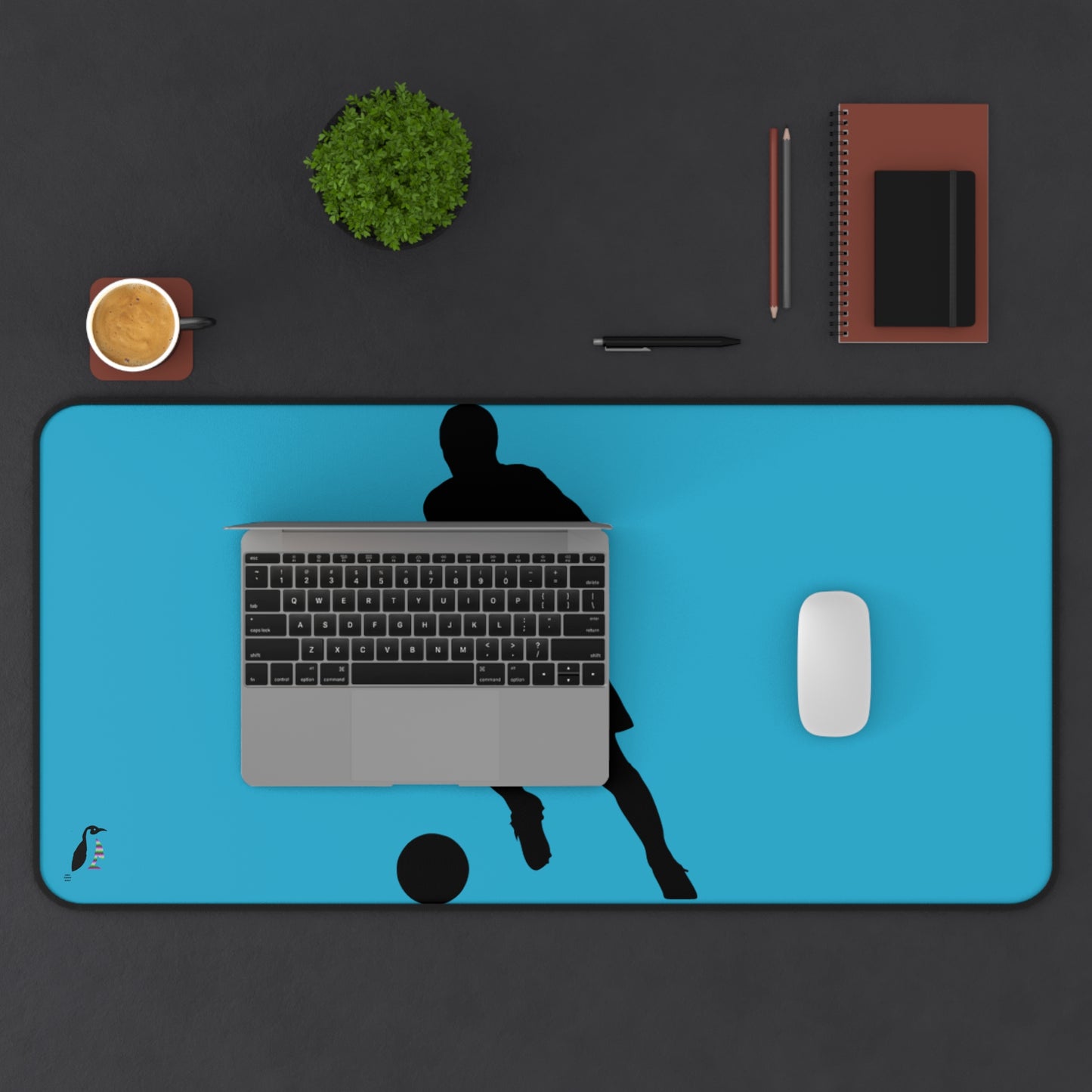 Desk Mat: Soccer Turquoise