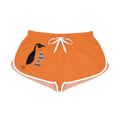 Women's Relaxed Shorts: Crazy Penguin World Logo Crusta